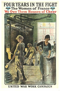 Original Four Years in The Fight - United War Campaign vintage WW1 poster