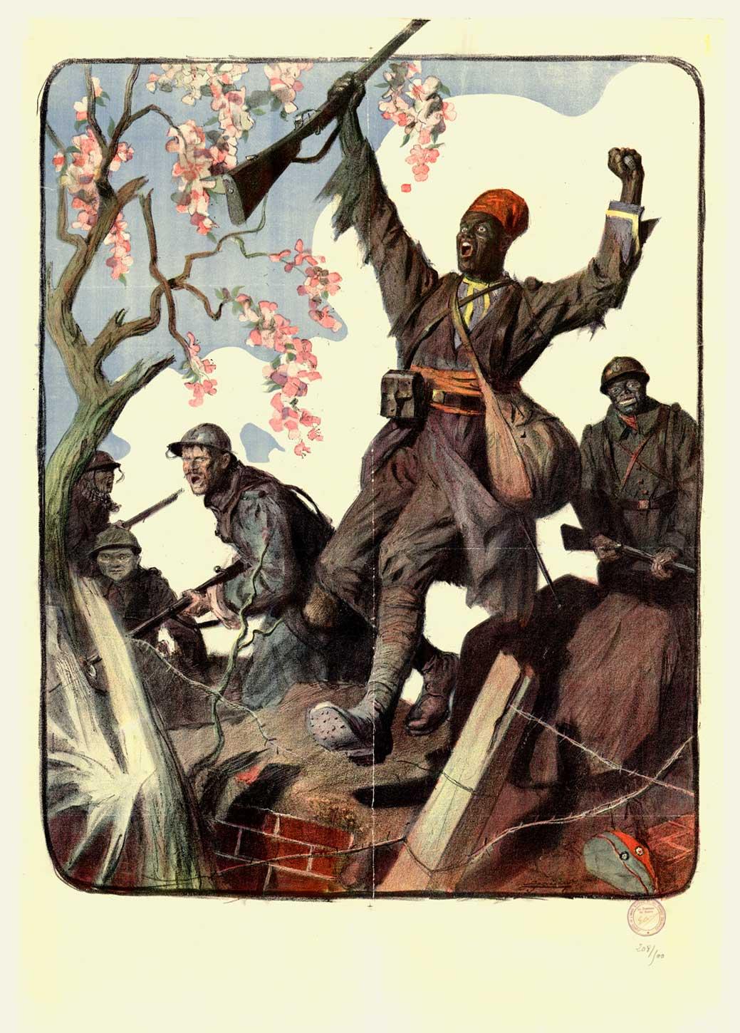 Lucien Hector Jonas  Landscape Print - Original Deluxe Collector’s Edition: 1917 "Journée de l’Armée d’Afrique".  WW1
