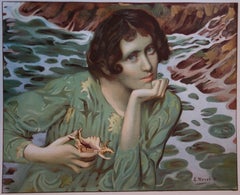 Simbolismo: Spirito dell'acqua - Litografia originale 1899