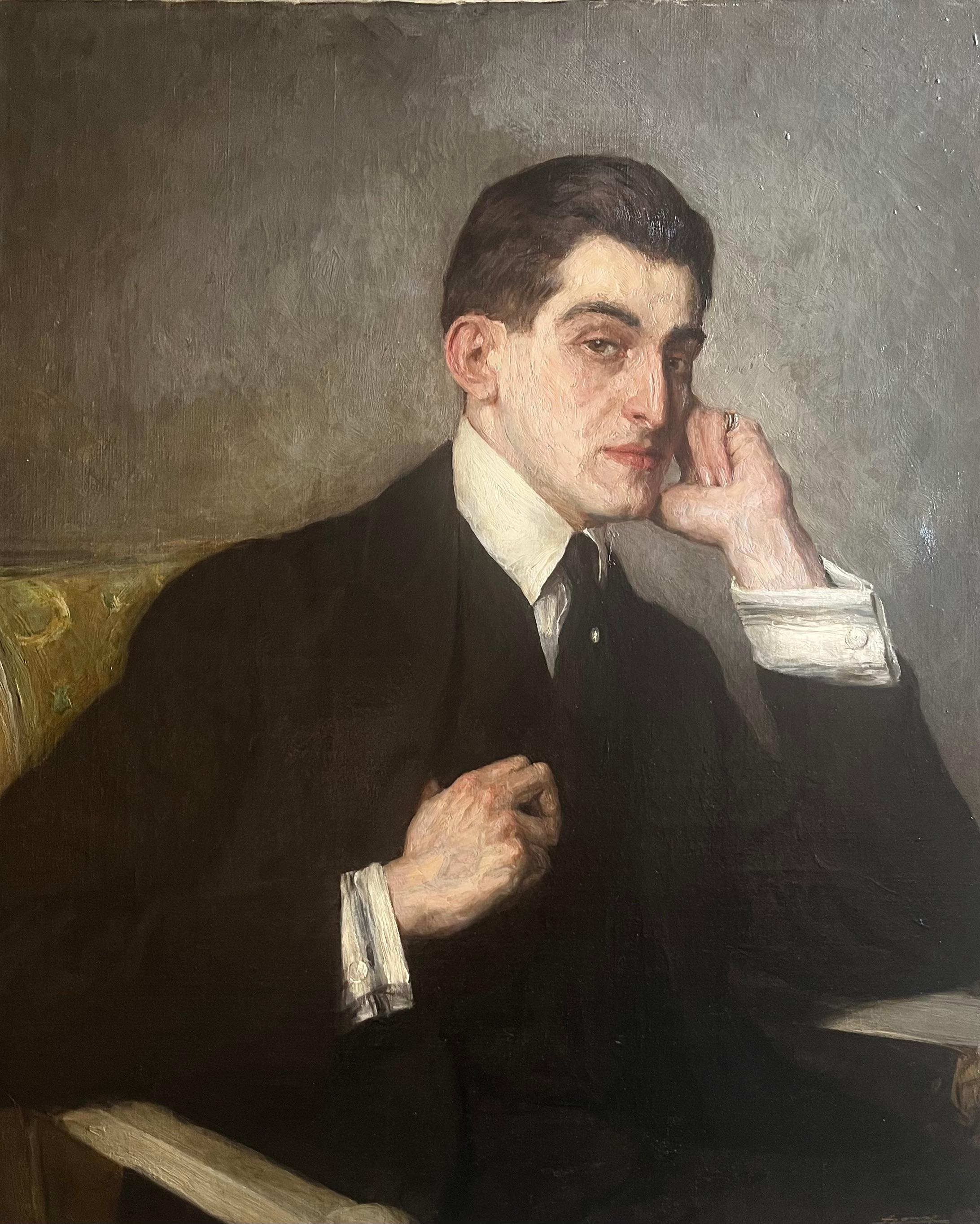 Lucien Jonas (1880 - 1947)
Ritratto maschile
1920
Olio su tela
81 x 65,5 cm 
Firmato e datato in basso a destra