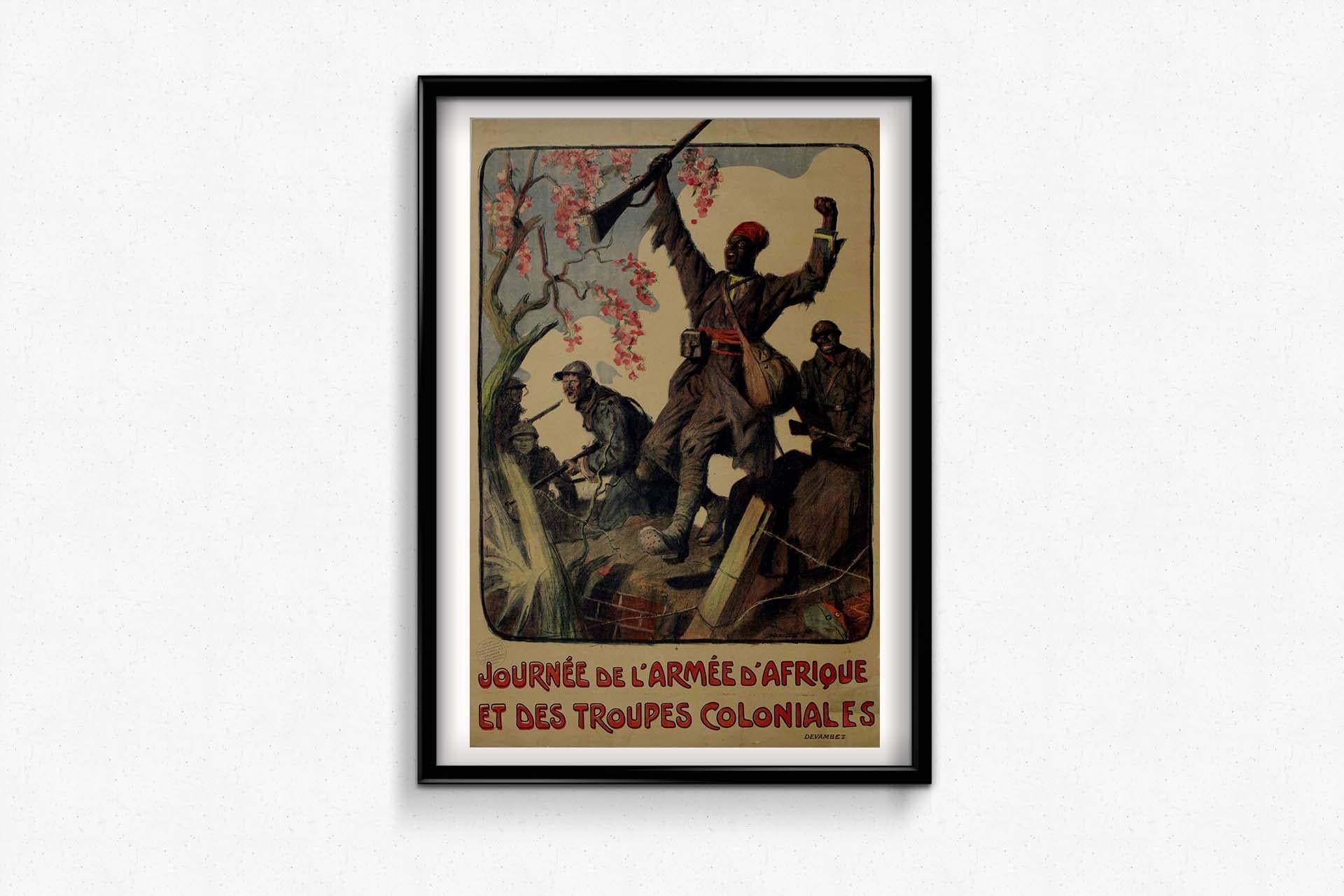 Originalplakat von Lucien Jonas aus dem Jahr 1917 – Tag der afrikanischen Armee und der Kolonialtruppen im Angebot 1