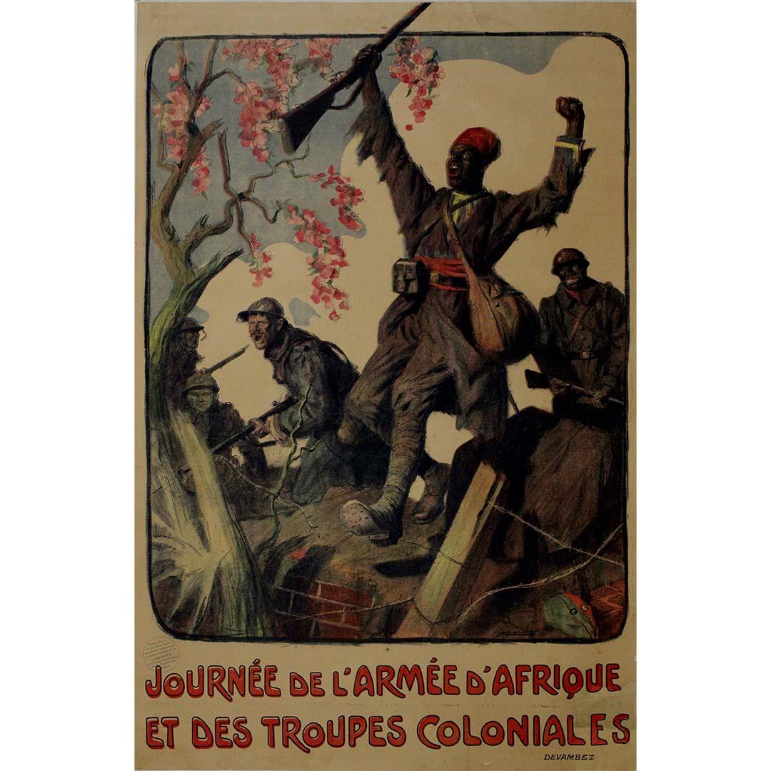 In der Kriegspropaganda ist das Originalplakat von Lucien Jonas aus dem Jahr 1917 ein Beweis für künstlerisches Können und patriotischen Eifer. Dieses visuelle Meisterwerk, das in einer entscheidenden Phase des Ersten Weltkriegs entstand, ist eine