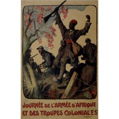 Originalplakat von Lucien Jonas aus dem Jahr 1917 – Tag der afrikanischen Armee und der Kolonialtruppen