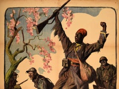 Original Antique WWI Poster Armee d'Afrique Troupes Coloniales African Army Day