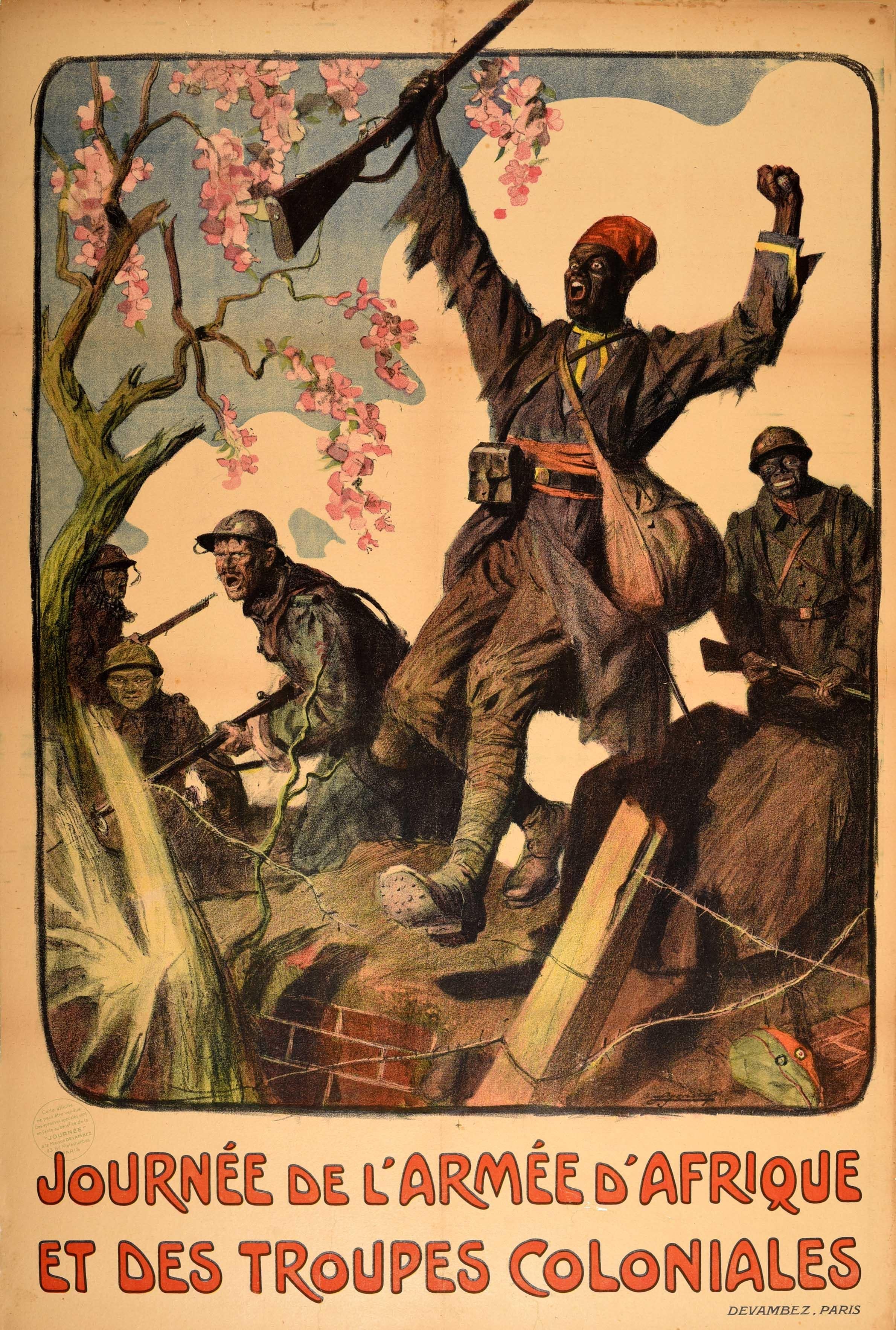 Lucien Jonas Print - Original Antique WWI Poster Armee d'Afrique Troupes Coloniales African Army Day