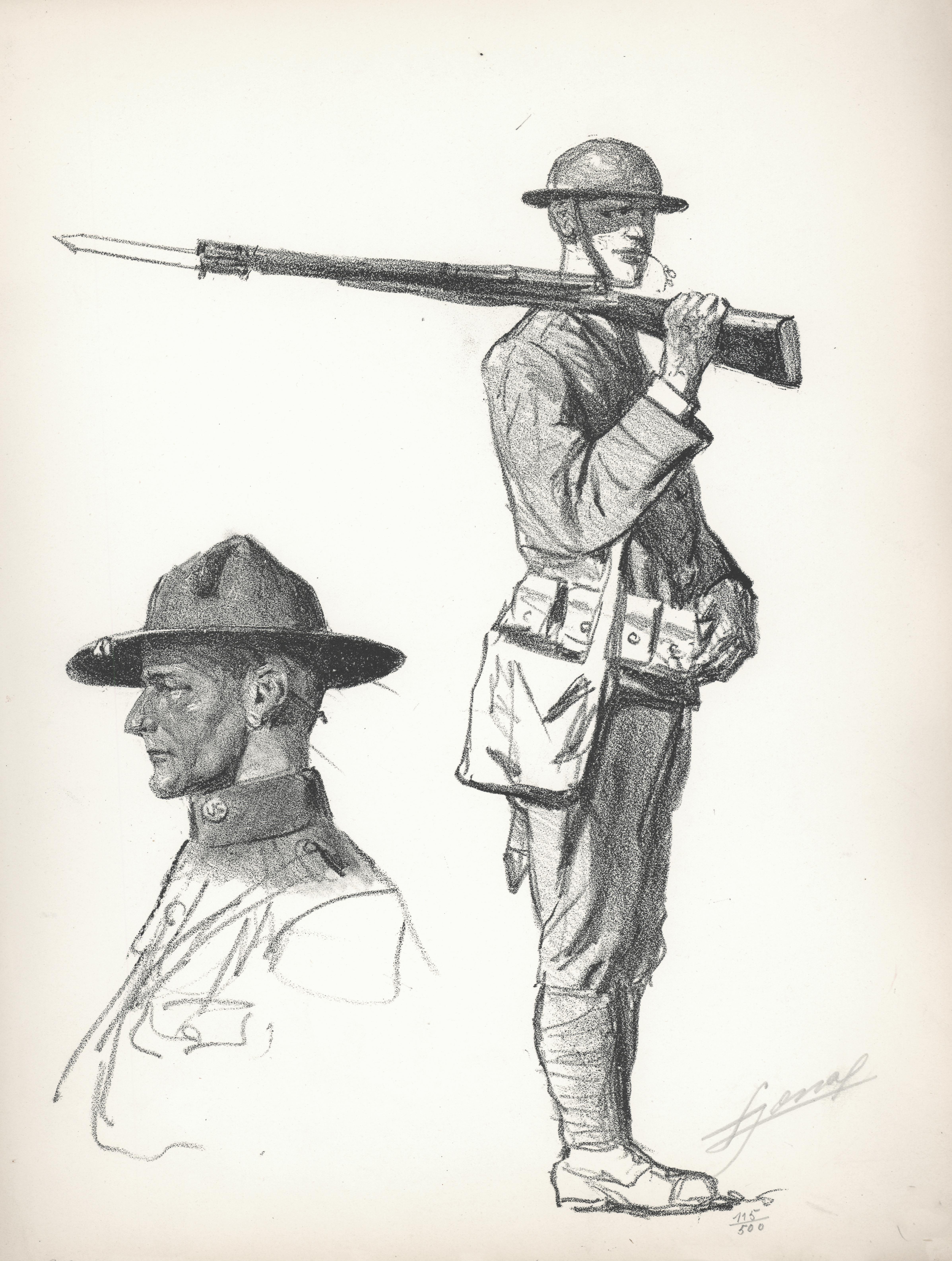 Lucien Jonas Portrait Print - WWI American Soldiers
