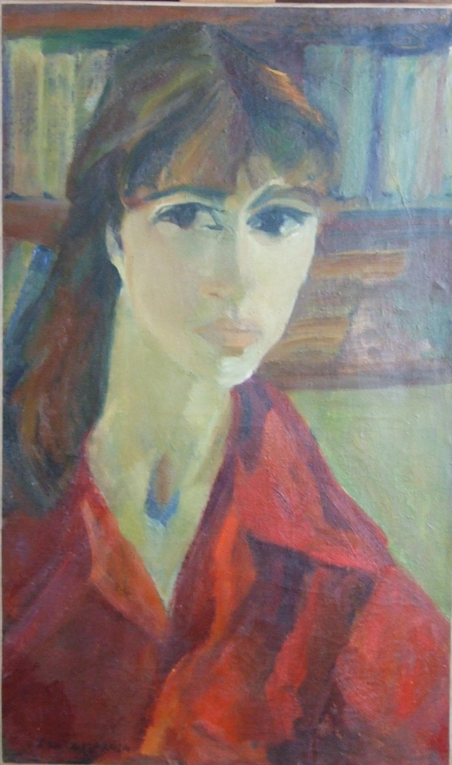 Lucien Joseph Fontanarosa Portrait Painting – Porträt der Frau, 60er Jahre - Ölfarbe, 55x33 cm.