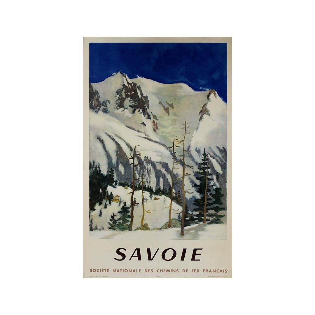 1948 original travel poster by Fontanarosa for Savoie by SNCF French Railways For Sale 2