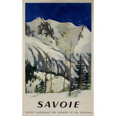 Affiche de voyage originale de Fontanarosa pour la Savoie par la SNCF French Railways, 1948