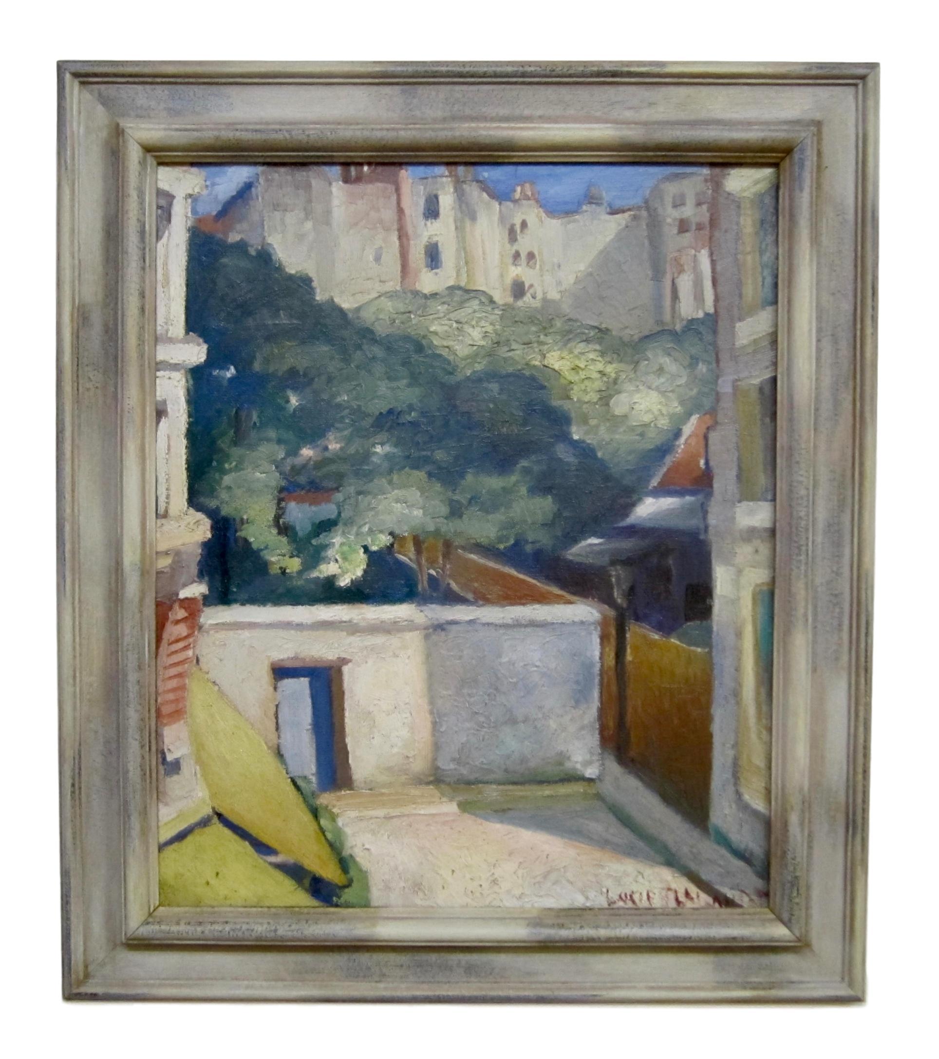 Modernist Oil Painting of a Paris Street Scene Dated 1924 by Lucien Labaudt For Sale 1