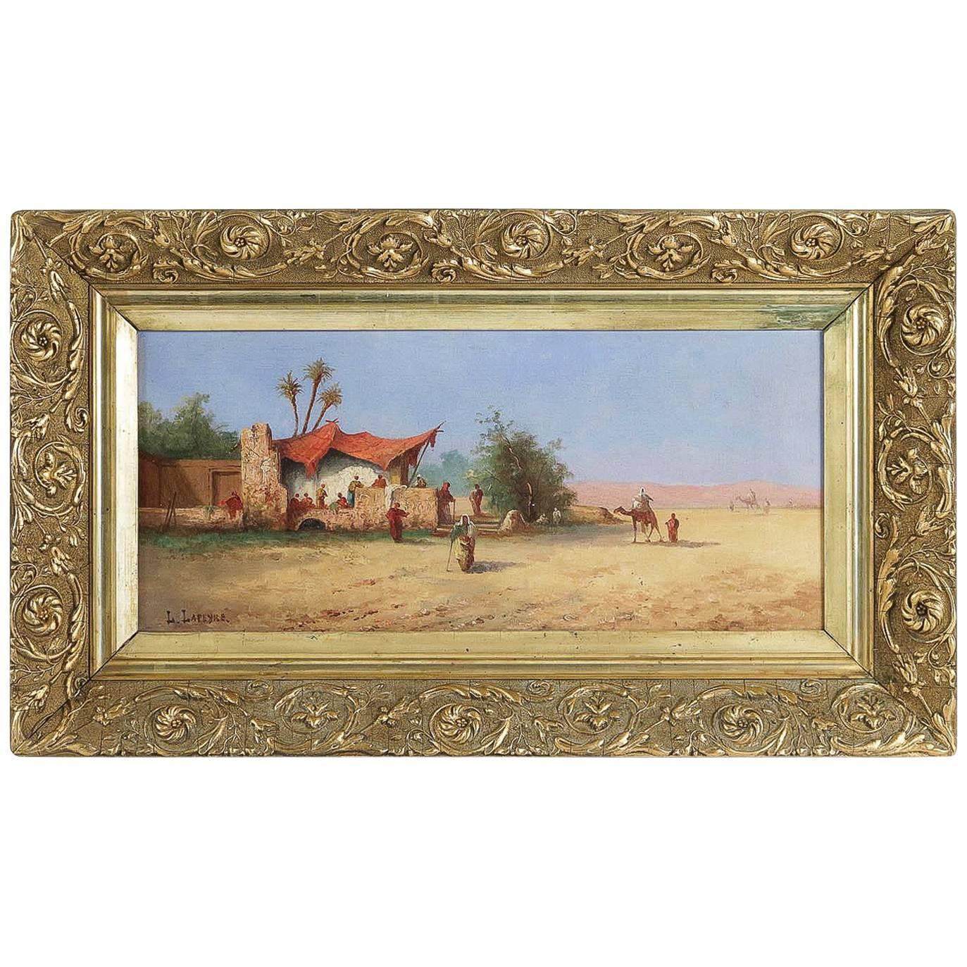 Lucien Lapeyre, Orientalist Lively Scene in the Egyptian Sahara, circa 1890