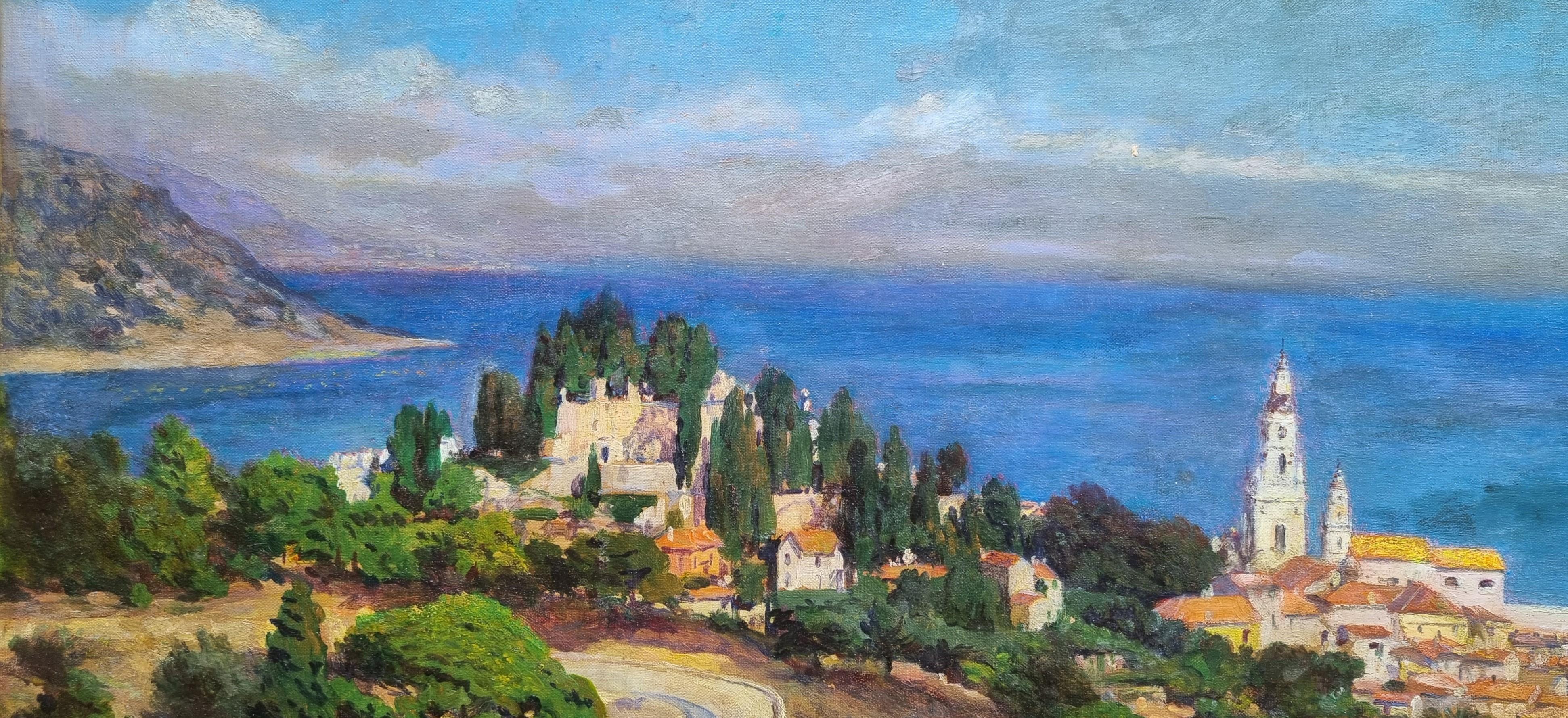 Peinture de paysage Côte d'Azur France MENTON Peintre de marines 20e Art Modernity - Moderne Painting par Lucien Laurent-Gsell