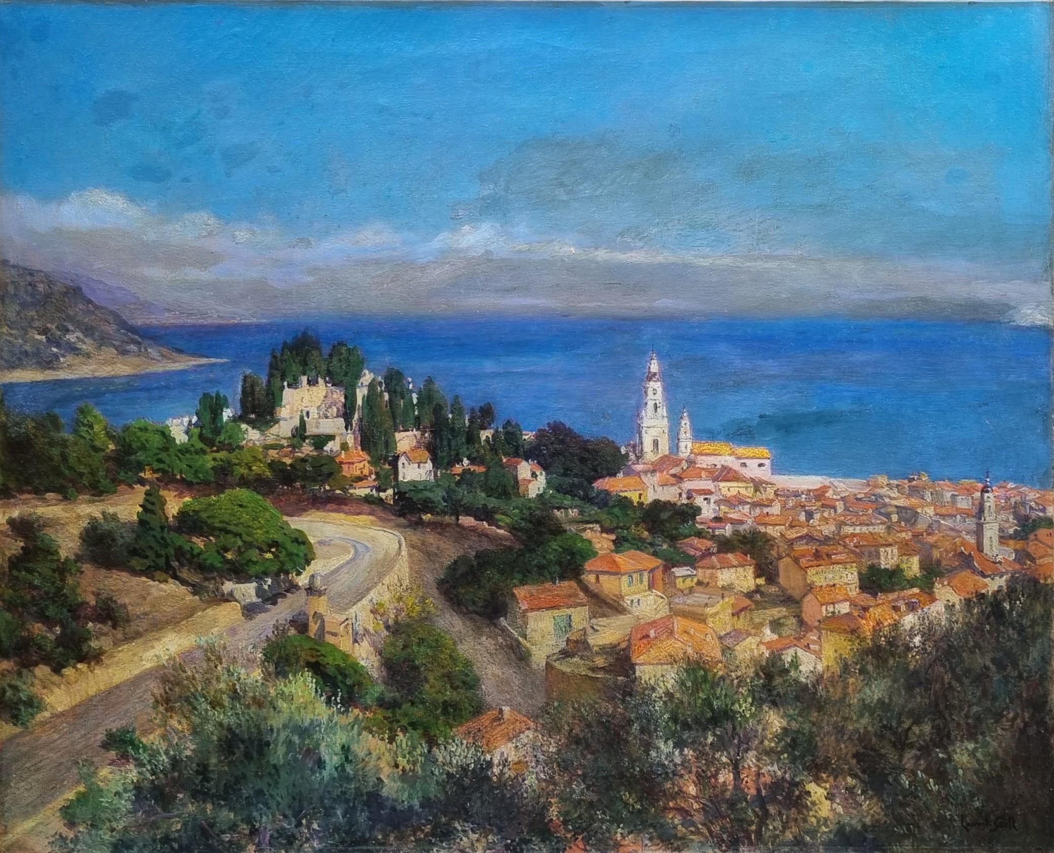 Landscape Painting Lucien Laurent-Gsell - Peinture de paysage Côte d'Azur France MENTON Peintre de marines 20e Art Modernity
