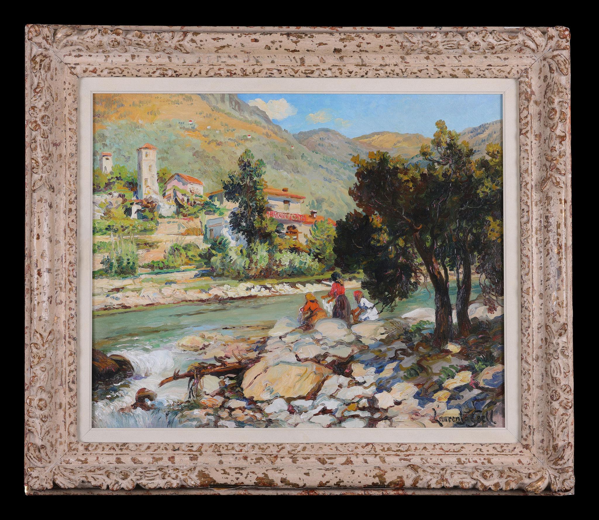 Landscape Painting Lucien Laurent Gsell - Conversation au bord de la rivière