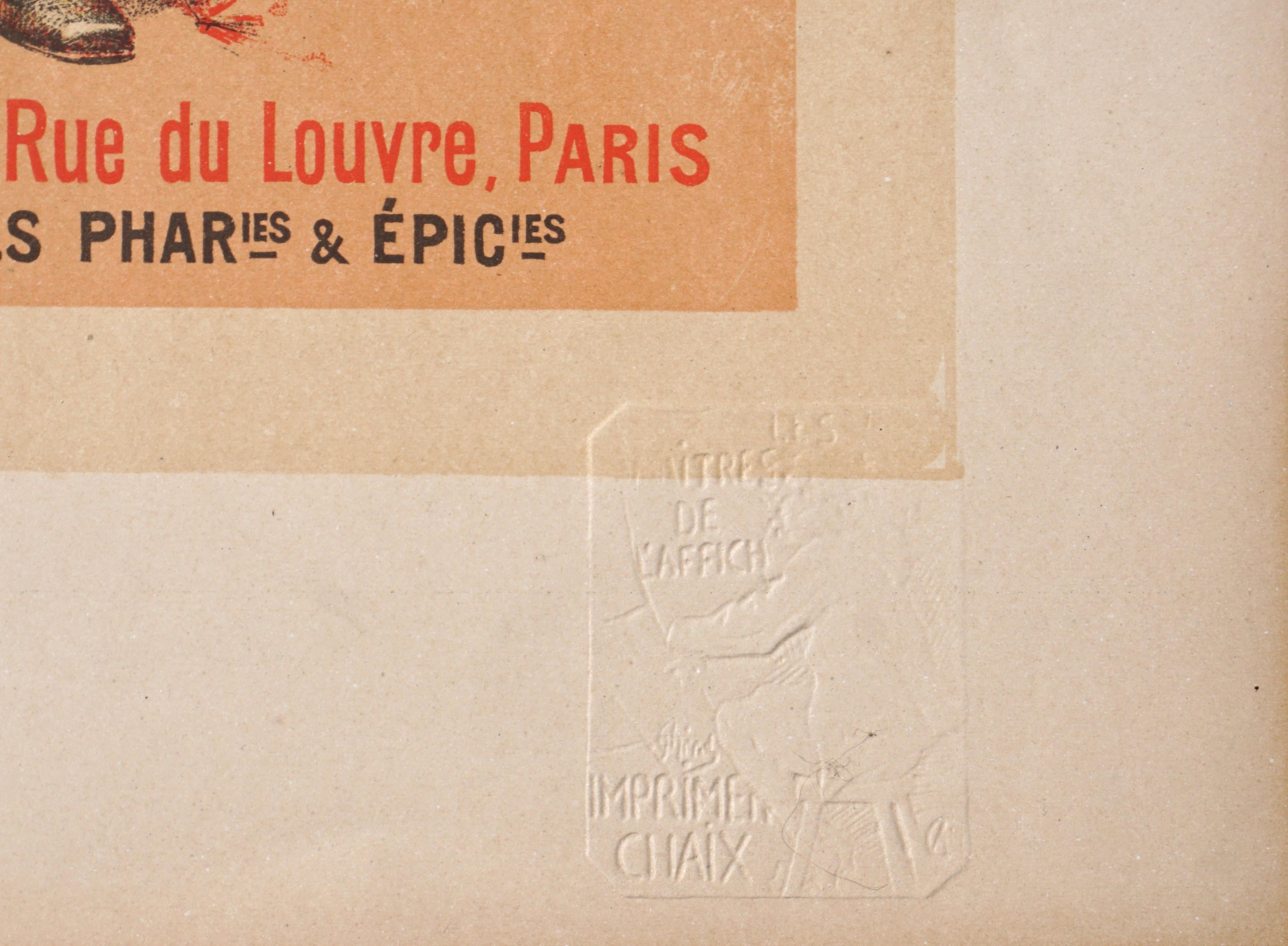 Art Nouveau Lucien Lefevre Original Poster “Cacao Lacte” 1896 Chaix