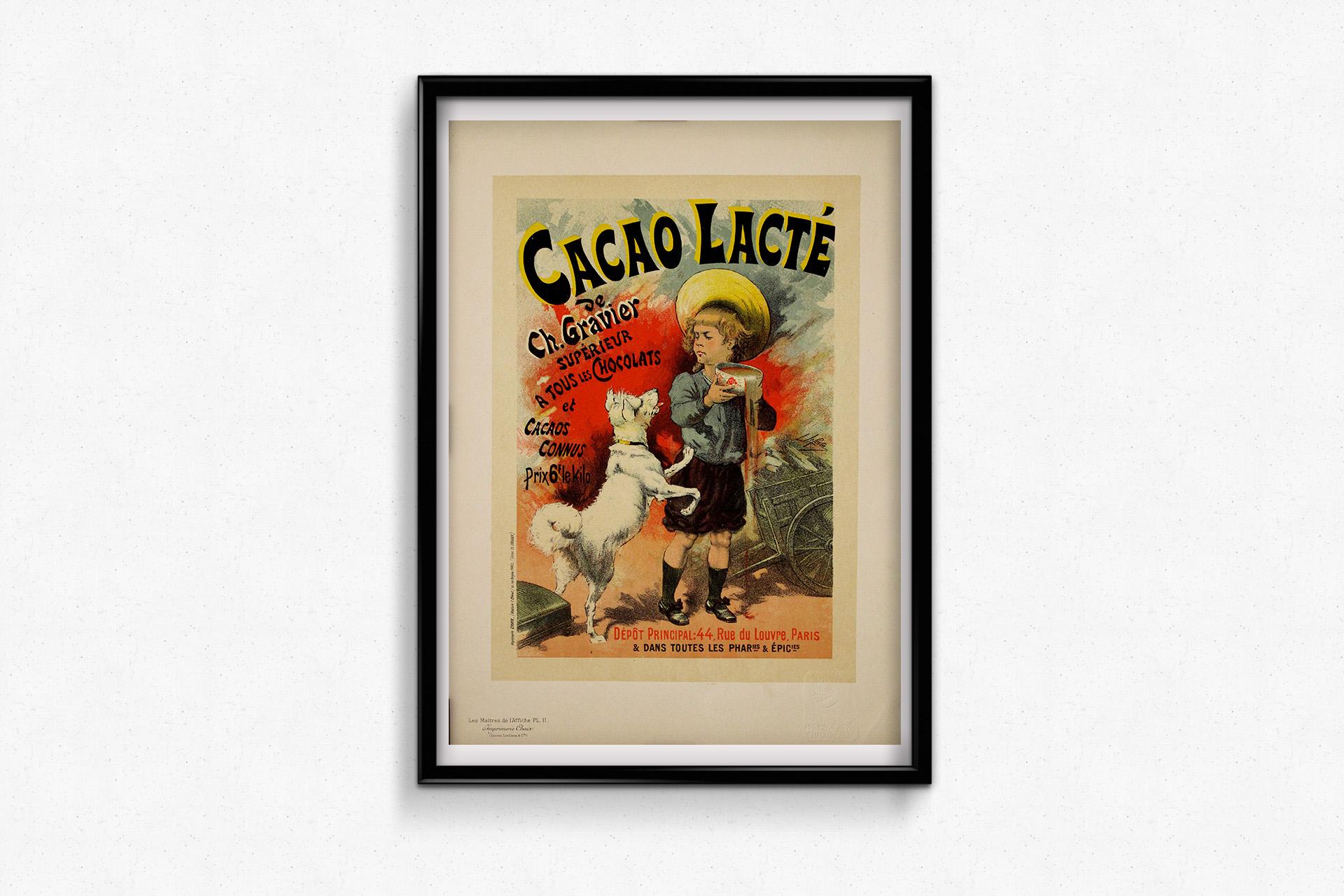 1896 Les Maîtres de l'Affiche poster Lucien Lefèvre Cacao lacté de Ch. Gravier im Angebot 2