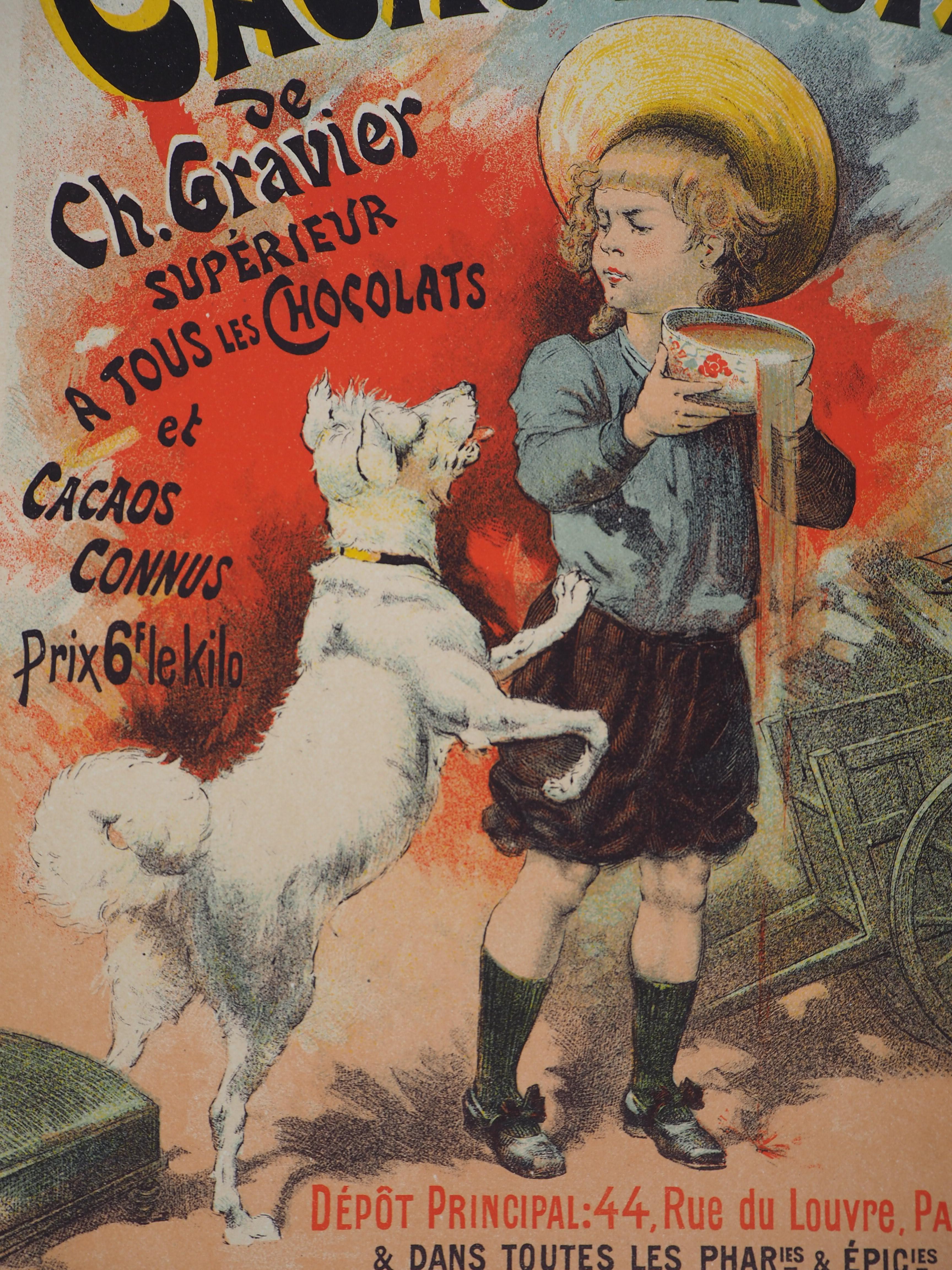 Cacao lacté (Milky cocoa) - Lithograph (Les Maîtres de l'Affiche), 1895 - Brown Figurative Print by Lucien Lefevre