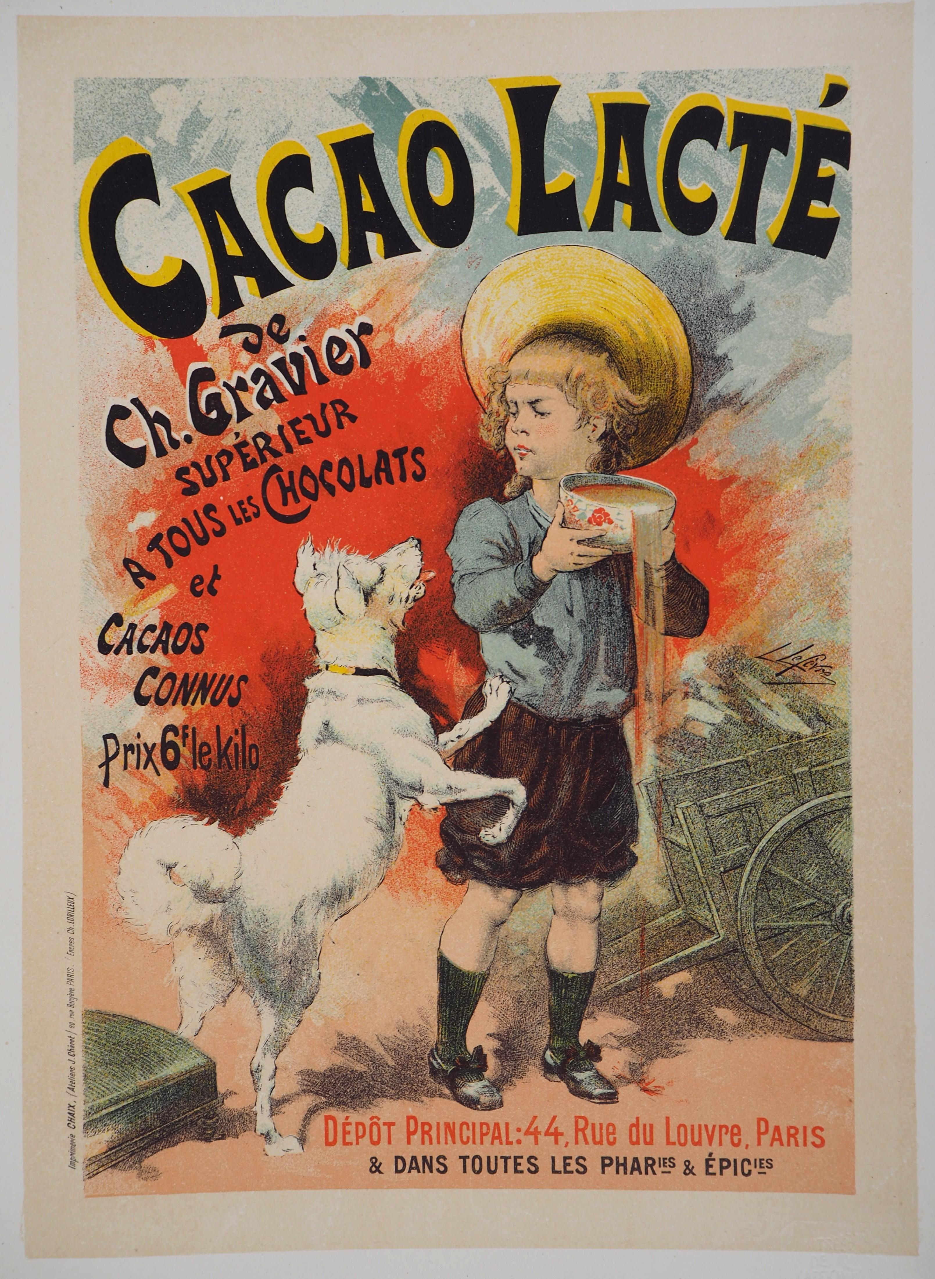 Lucien Lefevre Figurative Print - Cacao lacté (Milky cocoa) - Lithograph (Les Maîtres de l'Affiche), 1895