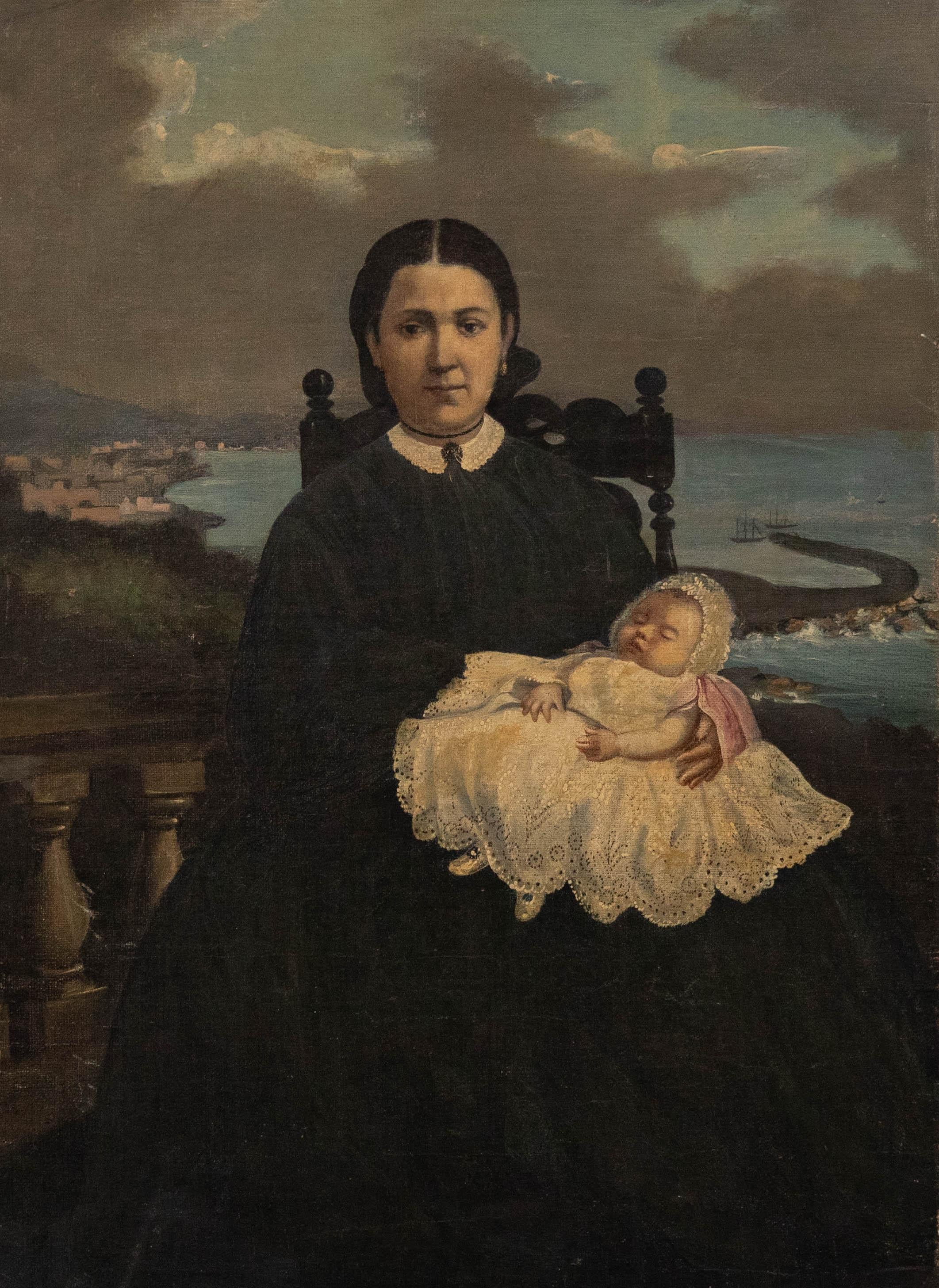 Attrib. Lucien Lévy-Dhurme (1865-1953) - Late 19th Century Oil, Christening - Painting by Lucien Levy-Dhurmer