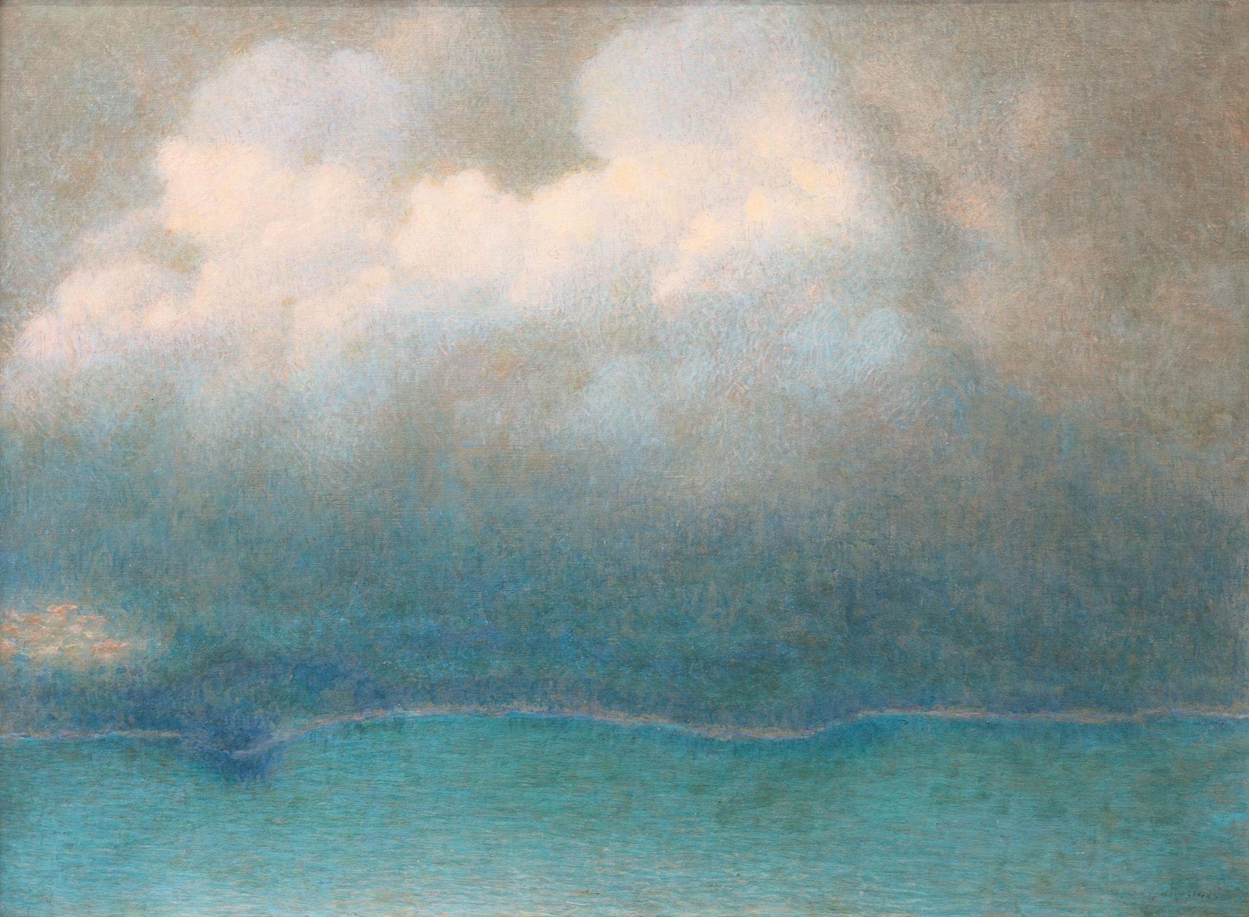 Sunset Over the Lake - Painting by Lucien Levy-Dhurmer