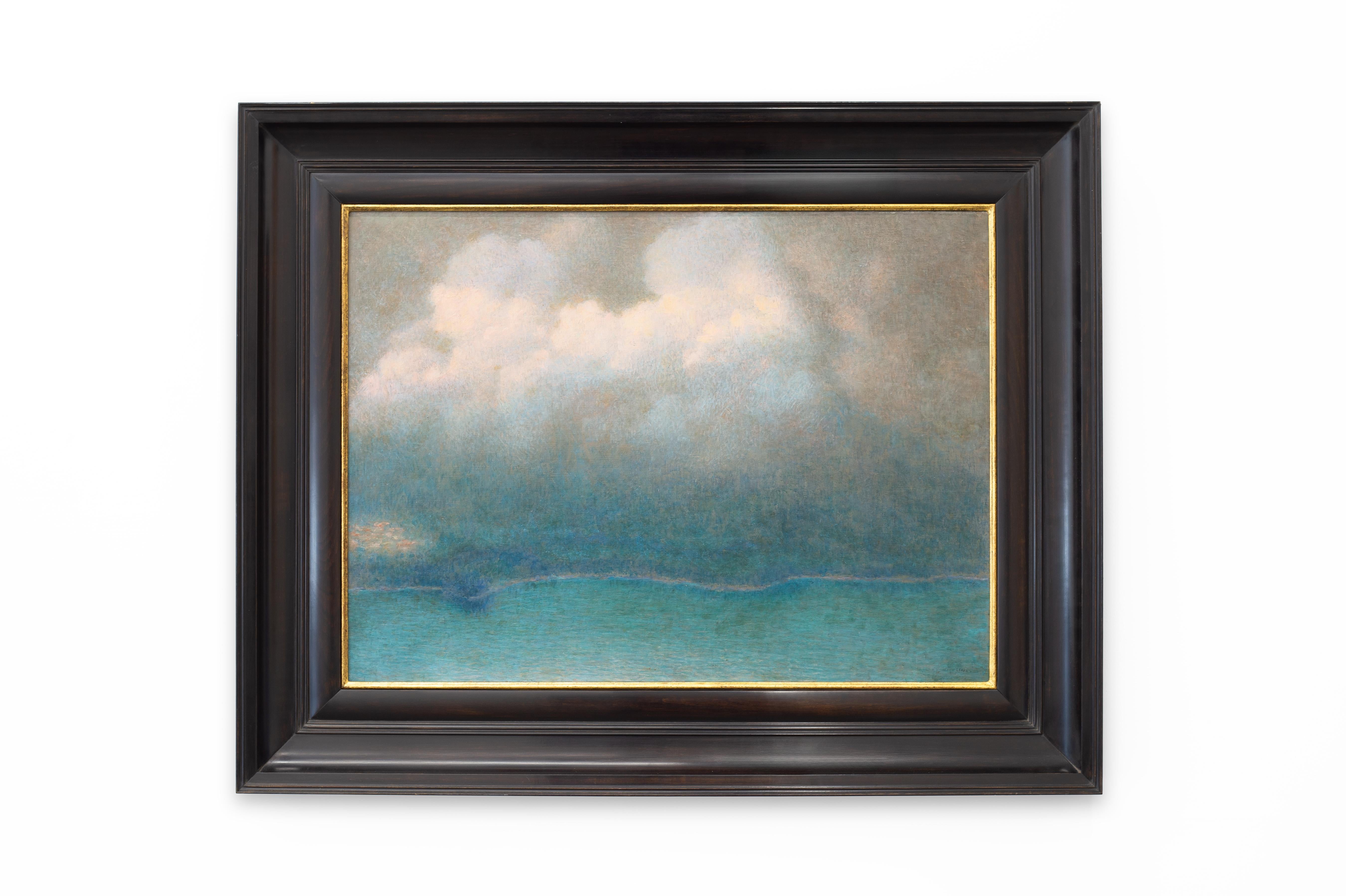 Lucien Levy-Dhurmer Landscape Painting - Sunset Over the Lake