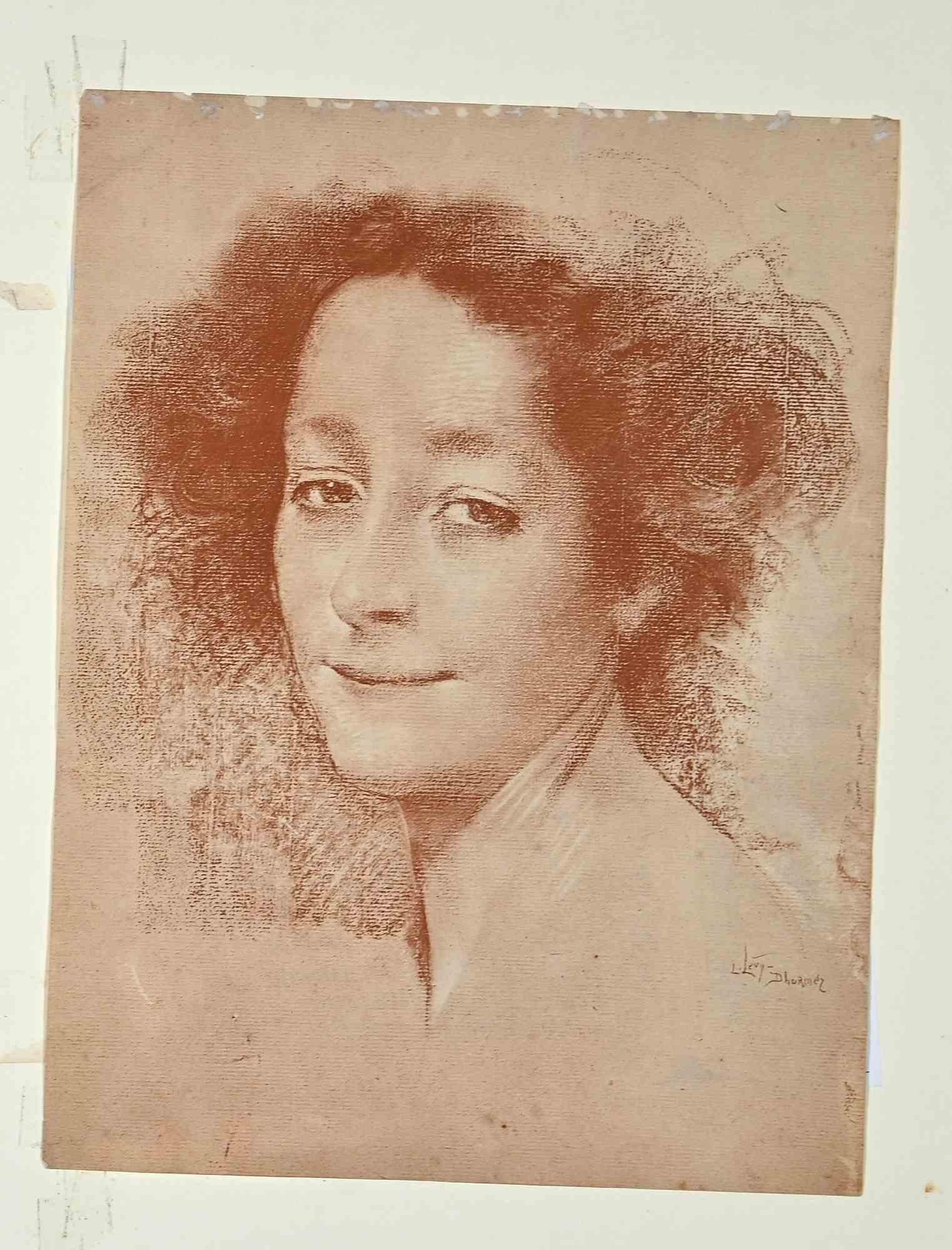 The Portrait -  Lithograph by L. Levy-Dhurmer - 1909 ca. - Print by Lucien Levy-Dhurmer