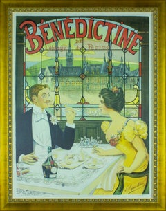 "Bénédictine" original 1898 advertising poster by Lucian Lopes Silva