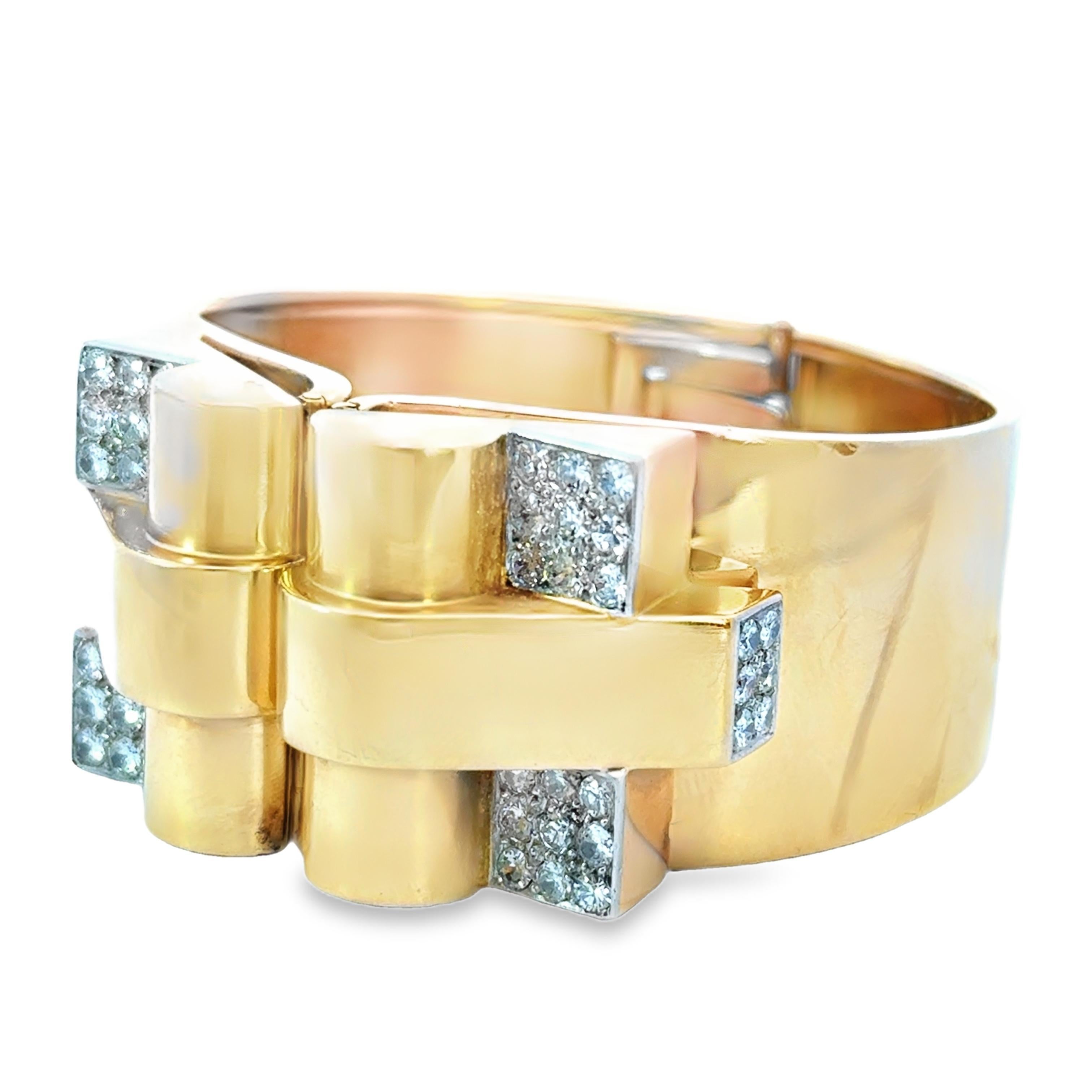 Art Deco Lucien Lorrain, 1925 Convertible Diamond Bangle Bracelet in 18k Yellow Gold For Sale