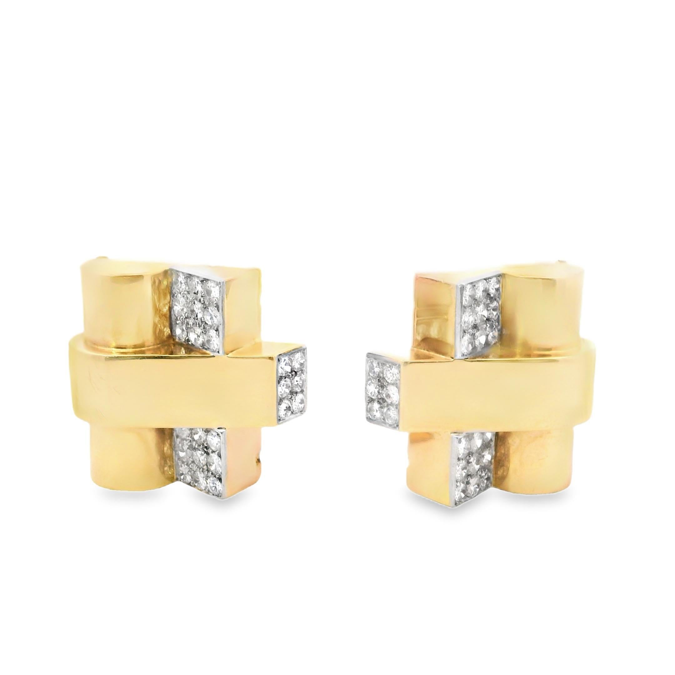 Lucien Lorrain, 1925 Convertible Diamond Bangle Bracelet in 18k Yellow Gold In Good Condition For Sale In New York, NY