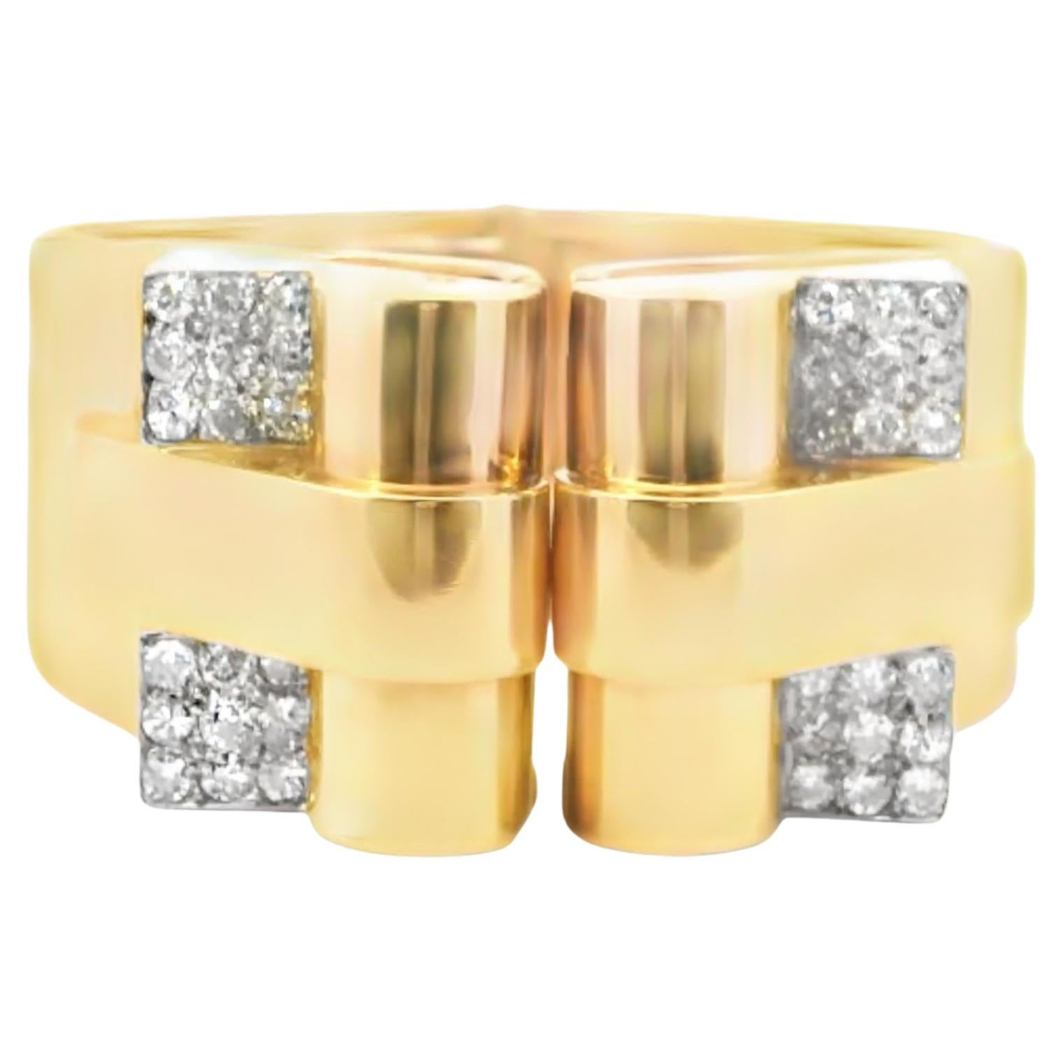 Lucien Lorrain, 1925 Convertible Diamond Bangle Bracelet in 18k Yellow Gold For Sale