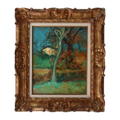 Vintage Landscape Oil Painting on Canvas, French Fauvist Landscape