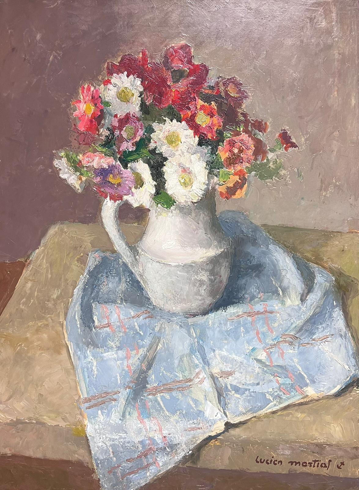 Lucien Martial  Interior Painting - French Vibrant Floral Still Life in Jug Mid-20th Century Oil Painting