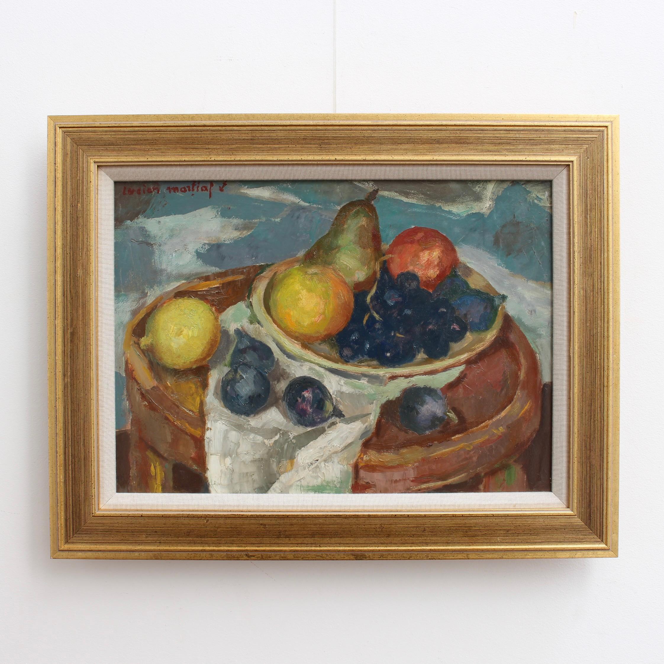 Still Life with Figs and Grapes - Painting by Lucien Martial
