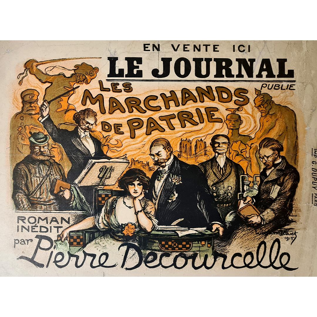 1915 Originalplakat für Pierre Decourcelles Roman „Les marchands de patrie“ im Angebot 1