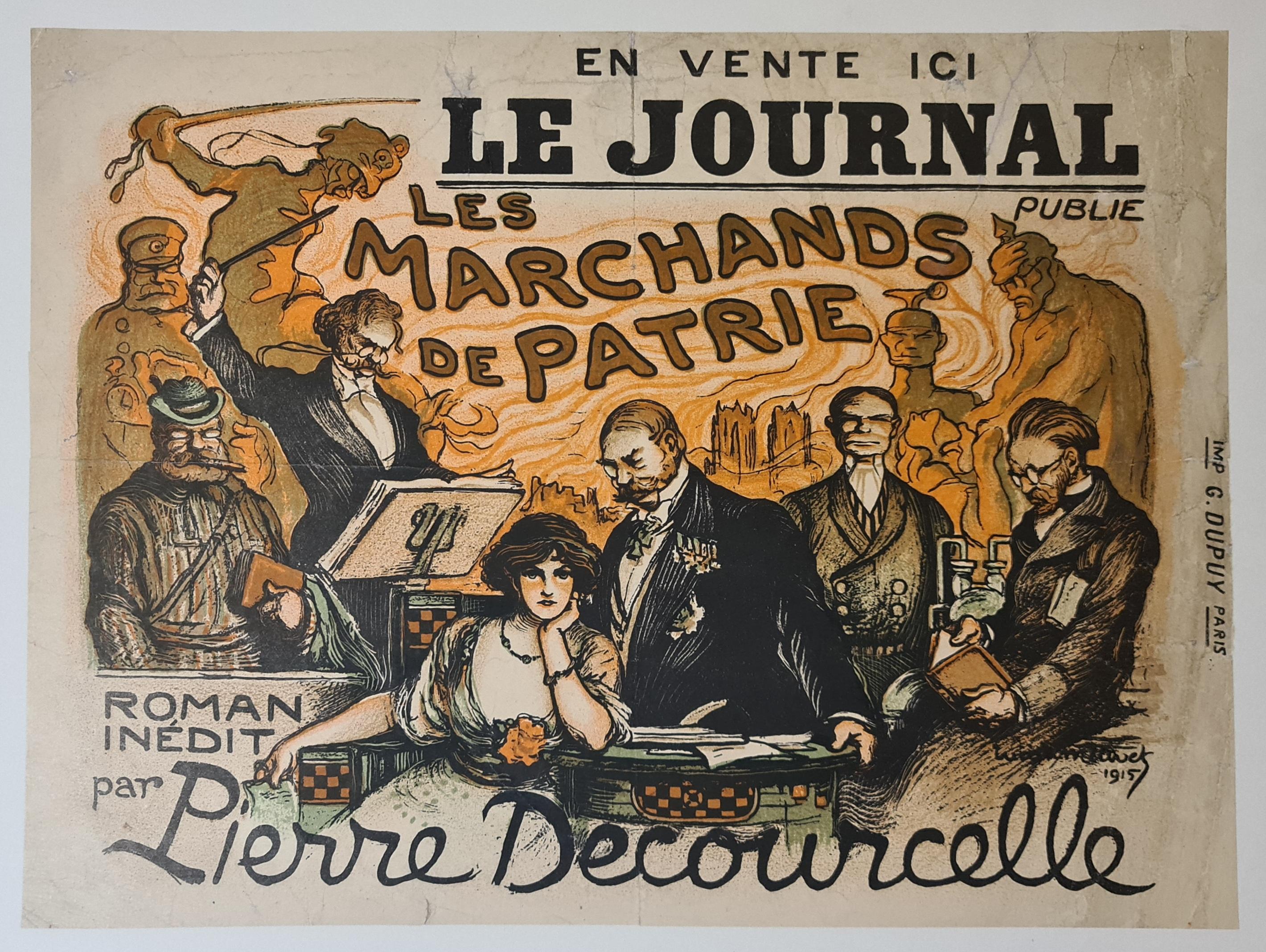 1915 Originalplakat für Pierre Decourcelles Roman „Les marchands de patrie“ im Angebot 2