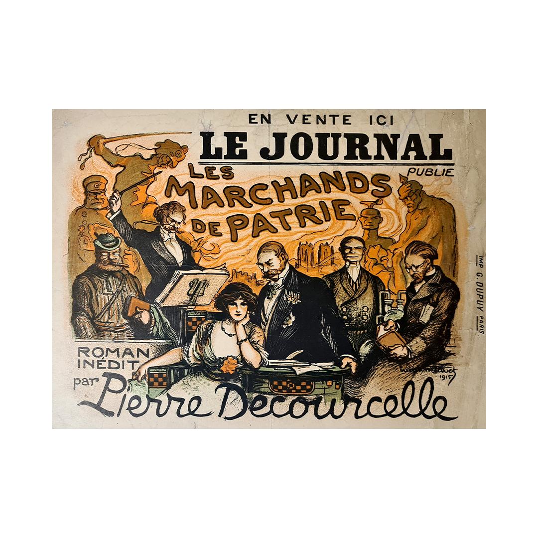 1915 Originalplakat für Pierre Decourcelles Roman „Les marchands de patrie“ – Print von Lucien Métivet