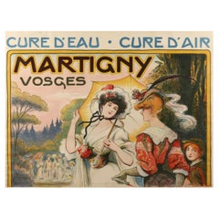 Affiche touristique de Martigny dans les Vosges (France) par Lucien Métivet, 1909, lithographie en couleurs