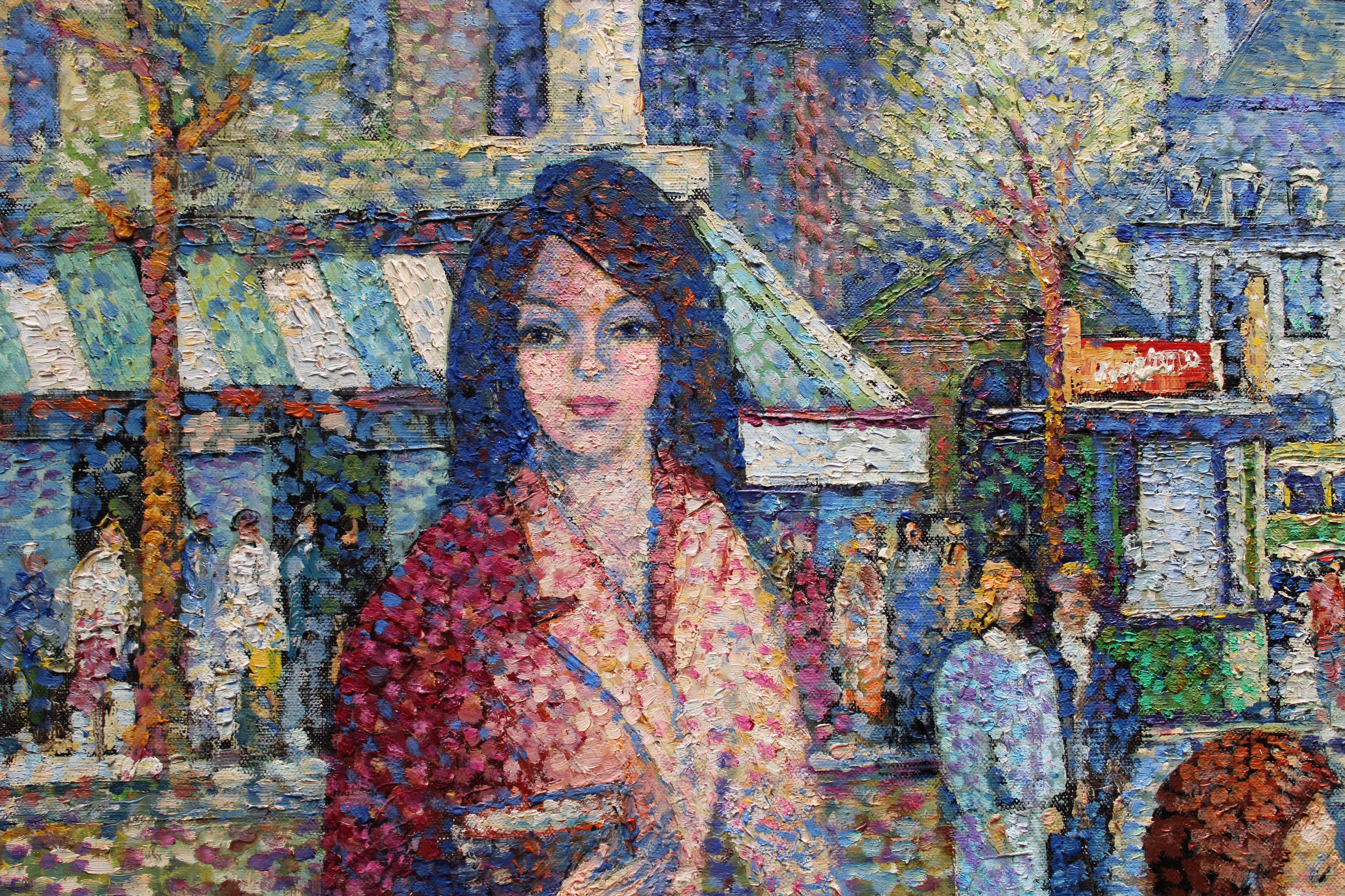 Saint-Germain-des-Prés. 1946. Oil on canvas, 73x92 cm - Impressionist Painting by Lucien Neuquelman 