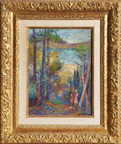 Paseo primaveral, Pintura al óleo impresionista sobre lienzo de Lucien Neuquelman