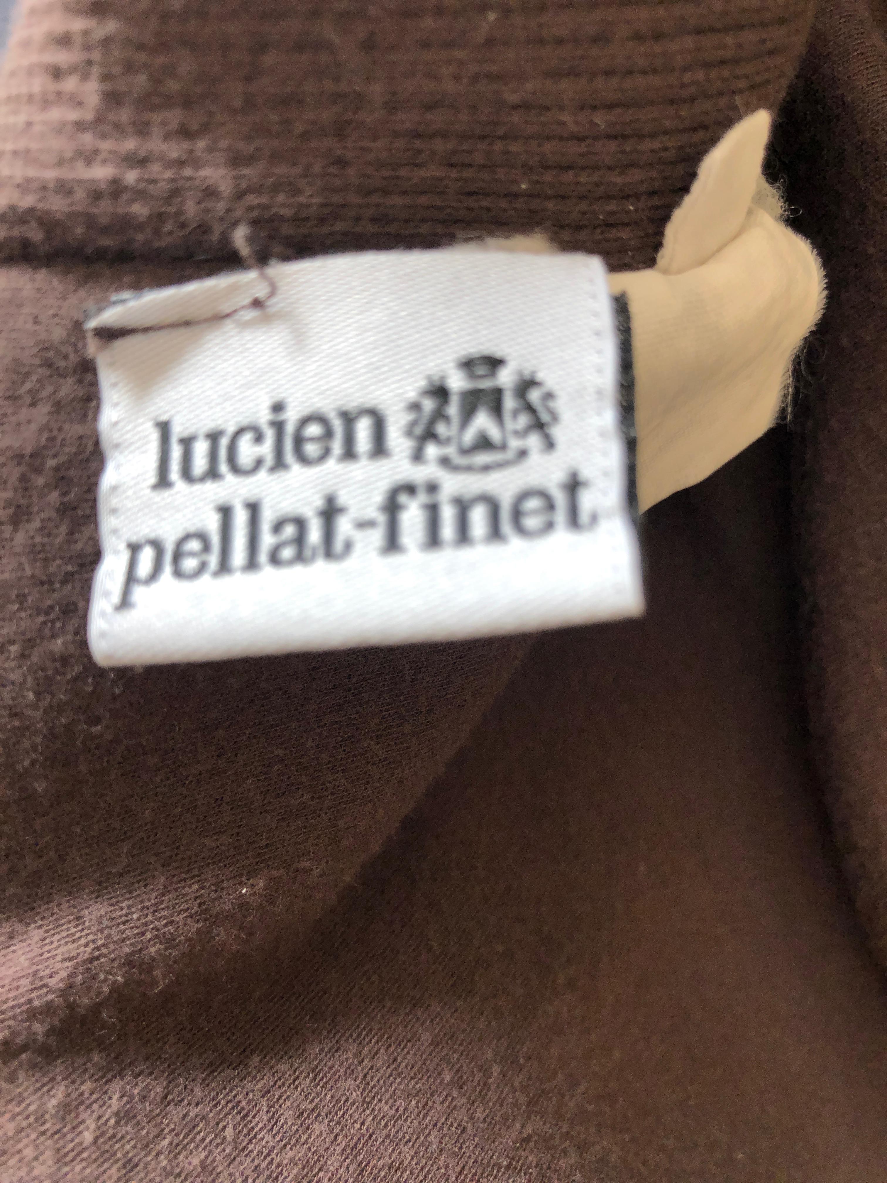 Lucien Pellat Finet Brown Zip Front Hoodie with Golden Cannabis Leaf on Back

Size small
Bust 44