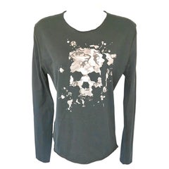 Lucien Pellat-Finet Early MarijuanaCamouflage420 Totenkopf Schwarz Fein gestricktes Top