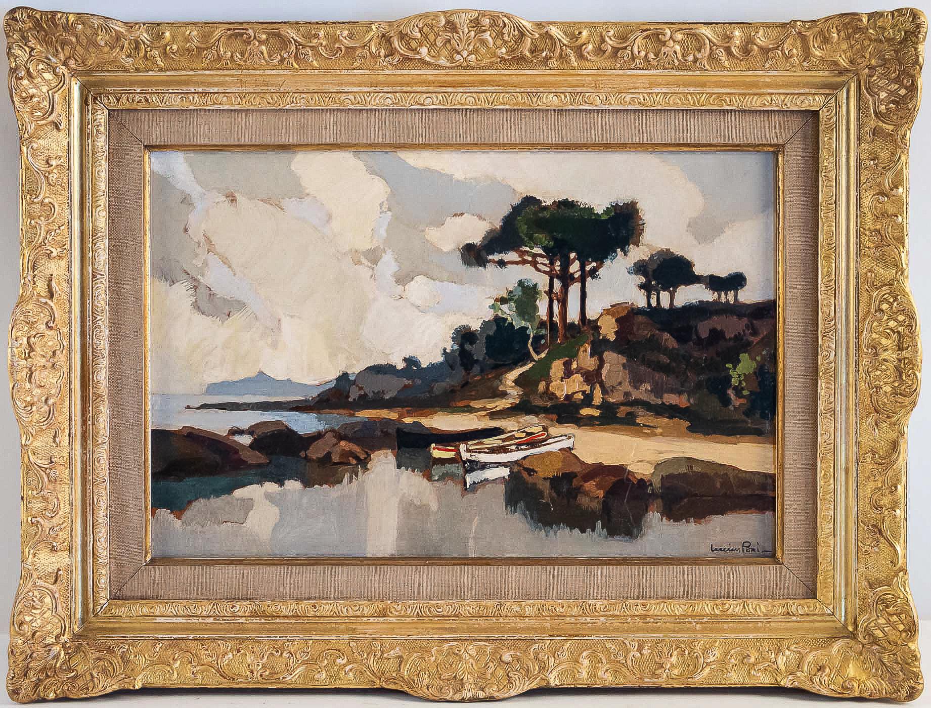 Lucien Péri, oil on panel, boats under Corsican pines, circa 1925-1935

It is rare to be able to find on the market art paintings of this well-known Corsica painter, of the Ajaccio School.
We are pleased to share with you this beautiful painting