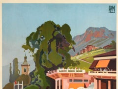 Original Vintage Art Deco Design PLM Travel Poster For Evian Les Bains Spa Town