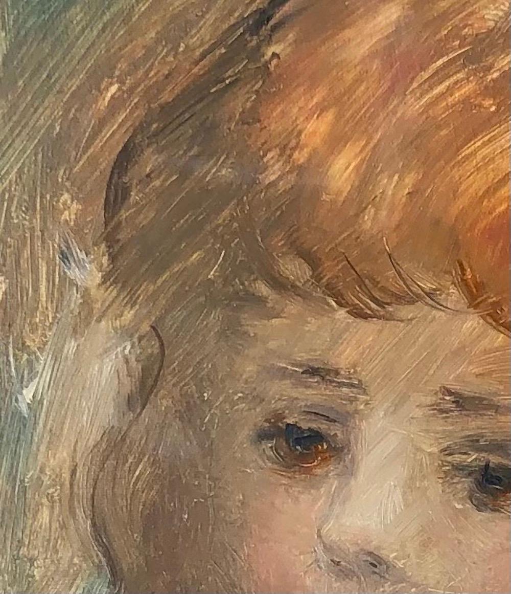 Bambina - Portrait Painting Marrone di Lucien Philippe Moretti