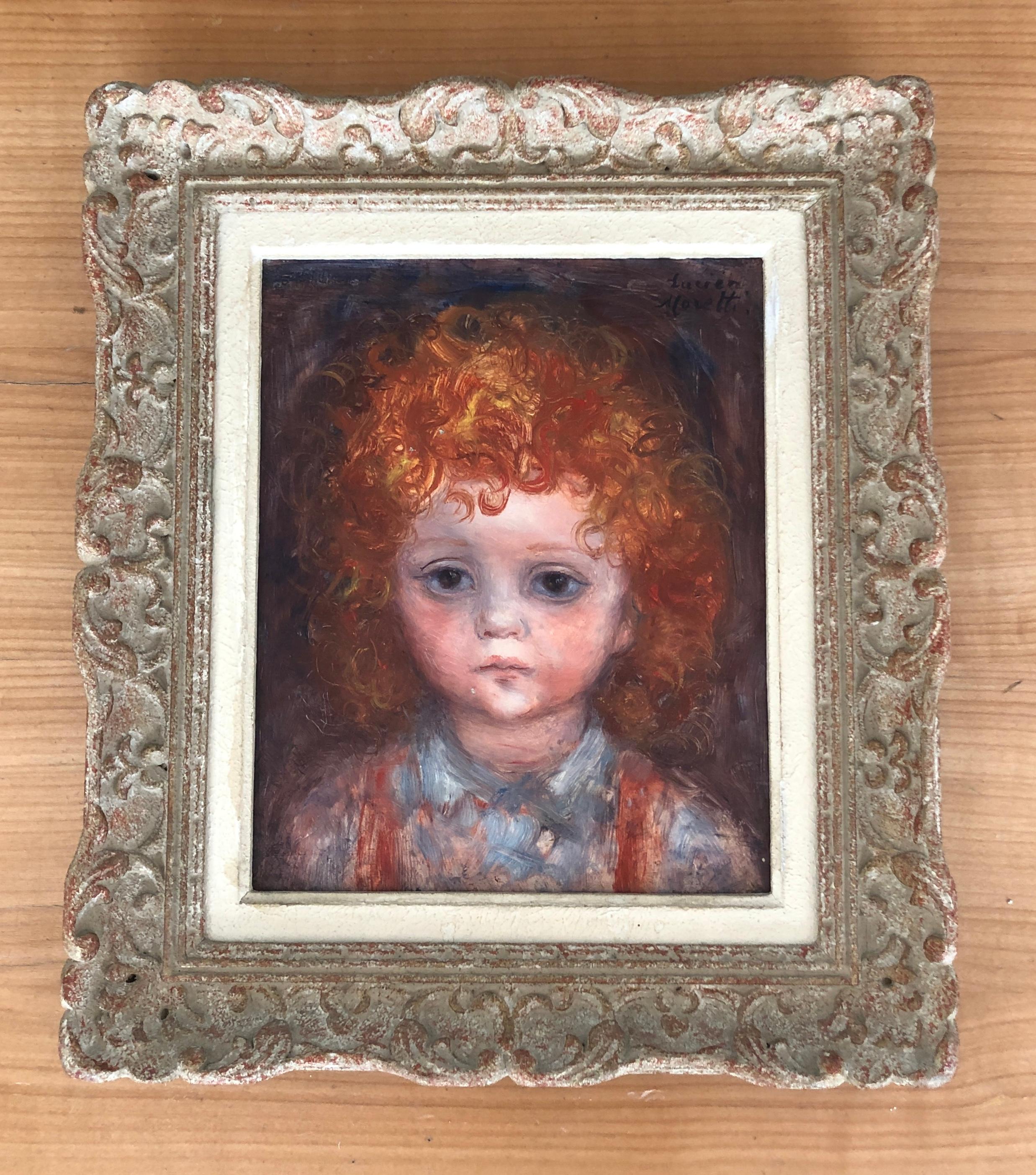 Giovane ragazza dai capelli rossi - Painting di Lucien Philippe Moretti