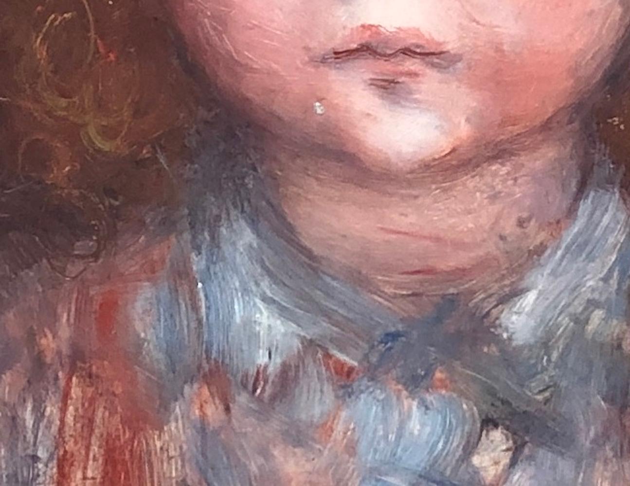 Giovane ragazza dai capelli rossi - Portrait Painting Marrone di Lucien Philippe Moretti