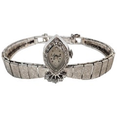 Vintage Lucien Picard Diamond Ladies Wristwatch in 14 Karat White Gold