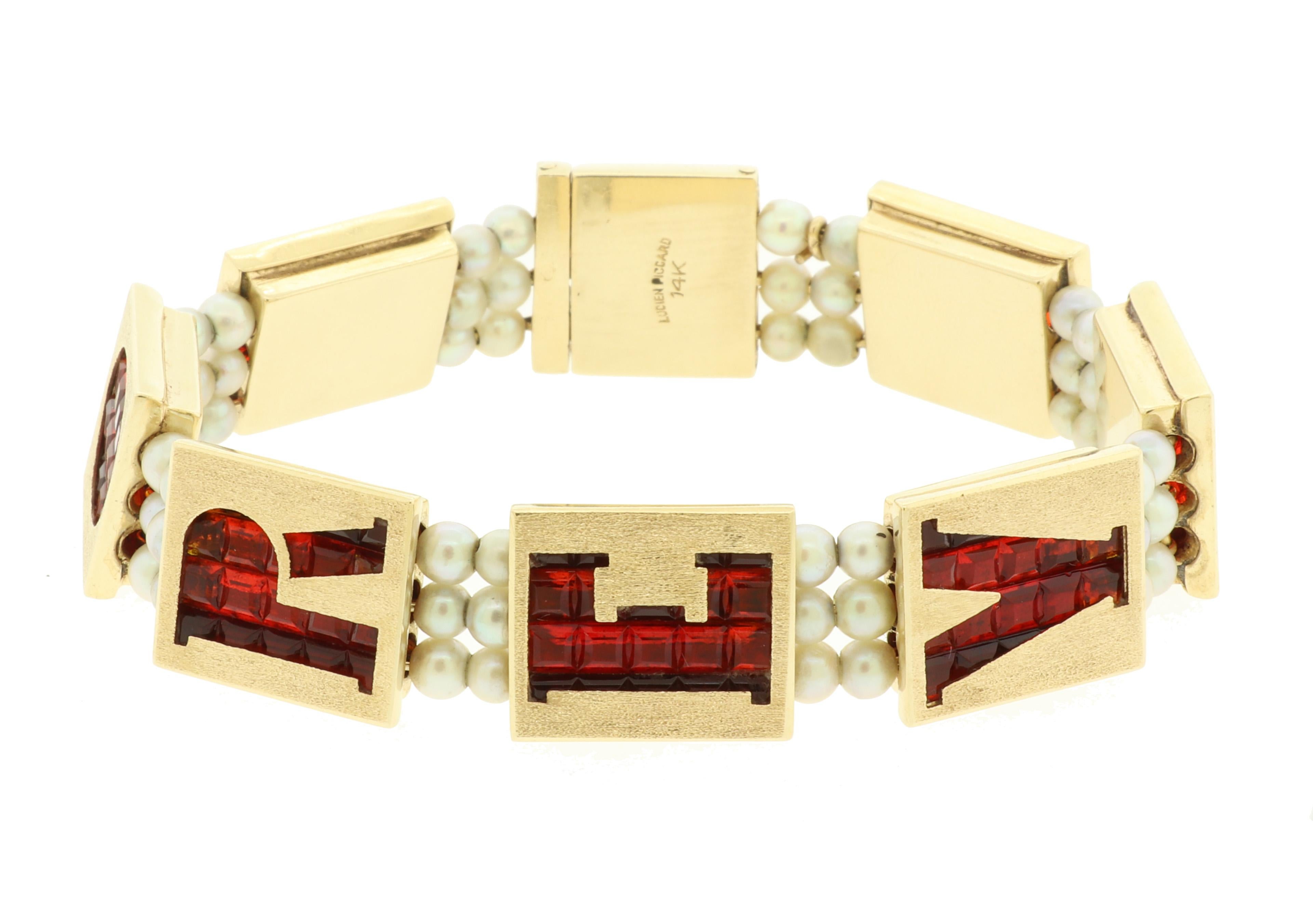 This bracelet is one of the rarest designs by Lucien Piccard. It is the 
