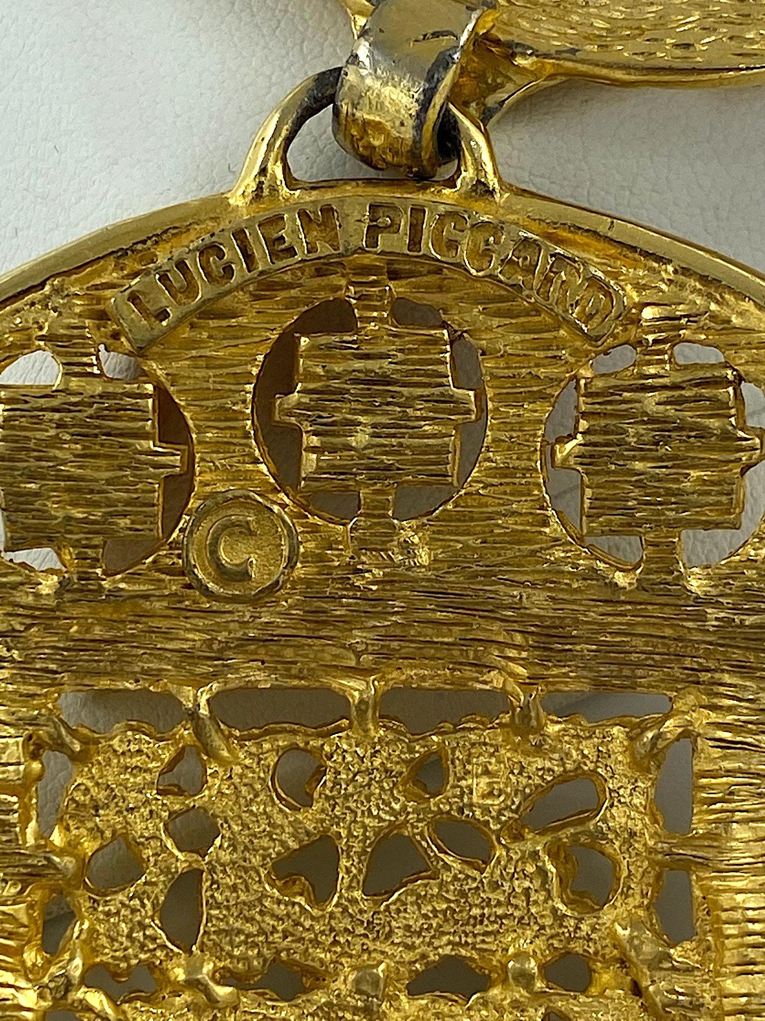 Lucien Piccard 1970s Gold & Jeweled Pendant Necklace 10