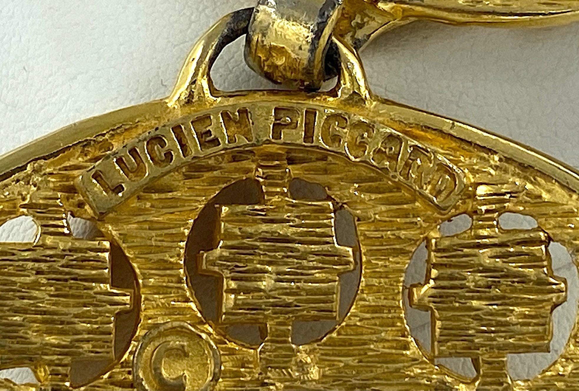 Lucien Piccard 1970s Gold & Jeweled Pendant Necklace 11